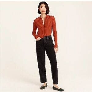 J Crew 28x26 Peggy High-rise tapered jean 0113 washed black cropped